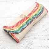 Rainbow Sorbet Paperless Towels -  unpaper towels on bright white or natural birdseye cotton