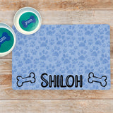 Personalized Dog Bowl Mat - custom pet placemat for food and water dish