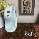 Coffee Time Coffee Maker Mat - washable placemat for coffee maker, coffee lovers gift, coffee bar decor
