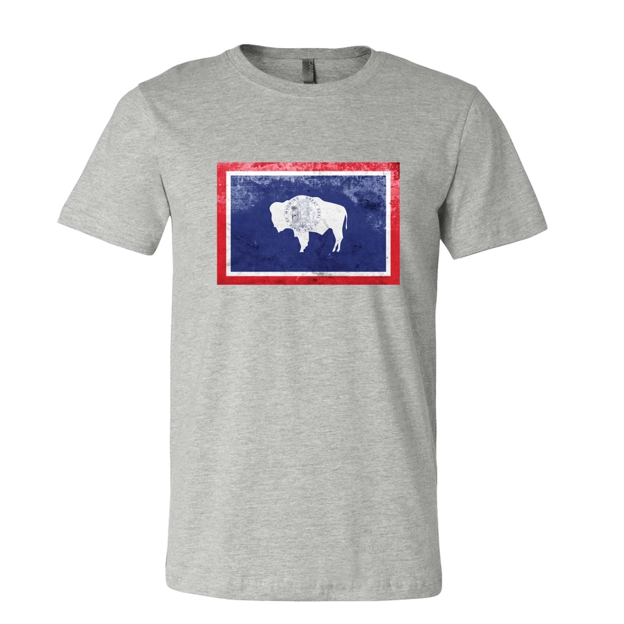 Distressed Wyoming Flag T-Shirt – Vintage-Inspired Wyoming Pride
