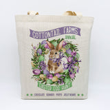 a tote bag with a picture of a bunny on it