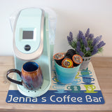 custom coffee mat showing Jenna's Coffee Bar