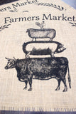 Farmers Market burlap placemats - set of two farmhouse style decor gift idea