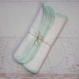 Pastel mint green Unpaper Towels in bright white or natural birdseye - reusable paper towel alternative