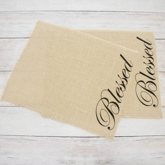 Blessed burlap placemats
