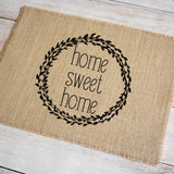 Home Sweet Home burlap placemats - set of two farmhouse style place mats
