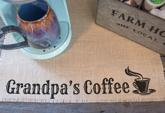 Grandpa's Coffee Burlap Coffee Maker Placemat - grandpa gift,