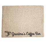 Grandma's Coffee Bar Burlap Coffee Mat - farmhouse decor,  grandma gift