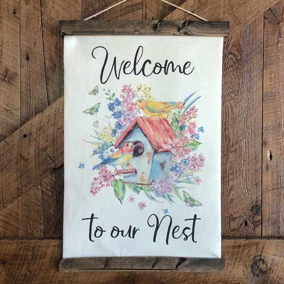 Welcome to Our Nest Canvas Sign for your Spring Entryway Home Decor