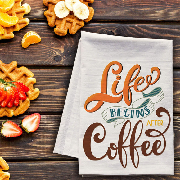 Life begins after coffee - premium tea towel