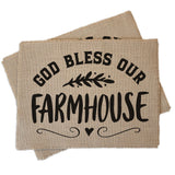 God Bless this Farmhouse burlap placemats - set of two farmhouse style decor gift idea