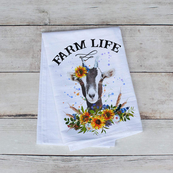 farm life goat tea towel