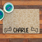 Personalized Dog Bowl Mat - custom pet placemat for food and water dish