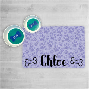 Personalized Dog Bowl Mat - Custom Pet Placemat For Your Pet's Food And Water Dish, New Puppy Supplies, Washable Pet Mat