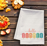 Hello Summer Popsicles Kitchen Dish Towel - extra large tea towel, summer kitchen decor