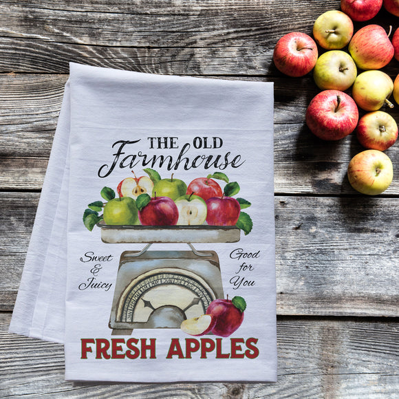 Fresh Apples Farmhouse Style Tea Towel - premium flour sack dish towel
