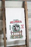 Farm Fresh Milk and Cream Tea Towel - farmhouse style flour sack dish towel