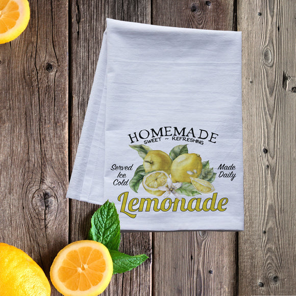 Homemade Lemonade Farmhouse Style Kitchen Towel - premium flour sack tea towel summer kitchen decor