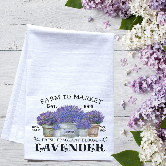Fresh Lavender Cottage Style Tea Towel - premium flour sack dish towel
