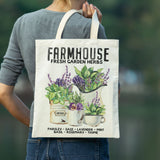 Farm Fresh Herbs canvas tote bag -  premium canvas carryall bag perfect for books, shopping or farmers market produce