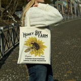 Honey Bee Farm canvas tote bag -  premium canvas carryall bag perfect for books, shopping or a reusable grocery bag
