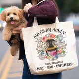 American Honey canvas tote bag -  premium canvas carryall bag perfect for books, shopping or a reusable grocery bag