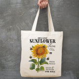 Sunflower Farm canvas tote bag -  premium canvas carryall bag perfect for books, shopping or a reusable grocery bag