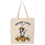 Farm Life Goat canvas tote bag -  premium canvas carryall bag perfect for books, shopping or a reusable grocery bag