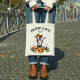 Farm Life Goat canvas tote bag -  premium canvas carryall bag perfect for books, shopping or a reusable grocery bag