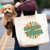 Summer Vibes Retro canvas tote bag -  premium canvas carryall bag perfect for books, shopping or a reusable grocery bag