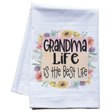 Grandma Life is the Best Life Flour Sack Dish Towel - gift for grandma, new grandma gift, summer kitchen decor