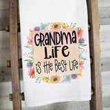 Grandma Life is the Best Life Flour Sack Dish Towel - gift for grandma, new grandma gift, summer kitchen decor