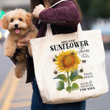 Sunflower Farm canvas tote bag -  premium canvas carryall bag perfect for books, shopping or a reusable grocery bag