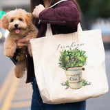 Farmhouse Picked Herbs canvas tote bag -  premium canvas carryall bag perfect for books, shopping or a reusable grocery bag