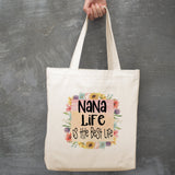 Nana Life Best Life canvas tote bag -  premium canvas carryall bag perfect for books, shopping or a reusable grocery bag