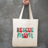 Rescue Mom Red/Teal canvas tote bag -  premium canvas carryall bag perfect for books, shopping or a reusable grocery bag