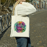 I Speak Fluent Sarcasm Rainbow/Circles canvas tote bag -  premium canvas carryall bag perfect for books, shopping or a reusable grocery bag