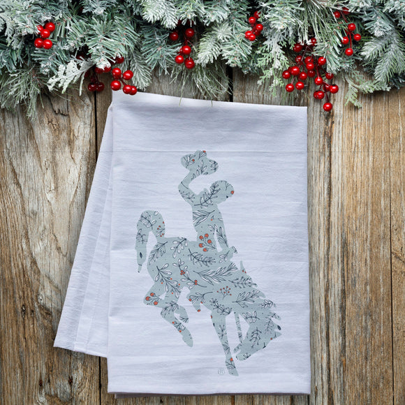 Blue Pipberry Wyoming Steamboat Bucking Horse Dish Towel -  Holiday gift for Wyoming