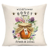 Wildflower Honey Company Honey Bee Linen Throw Pillow