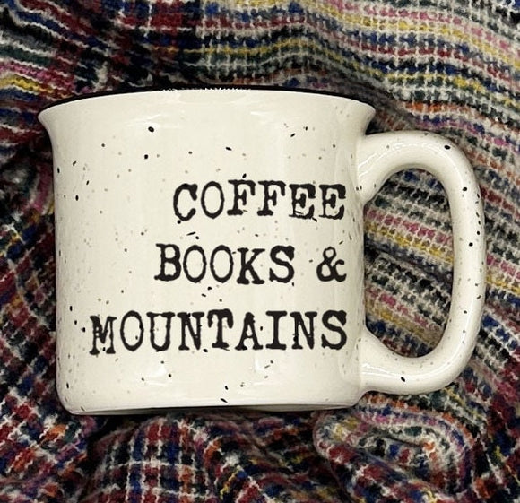 Books Coffee Mountains Ceramic Coffee Mug - Heavy Duty Coffee Cup for Mountain Lovers who Read