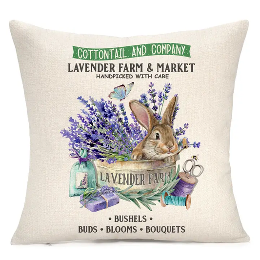 Cottontail Lavender Farm Throw Pillow – Perfect Spring Home Decor