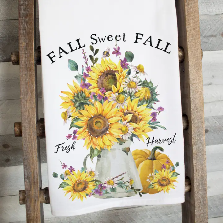 Fall Sweet Fall Flour Sack Tea Towel – Cozy Autumn Kitchen Decor