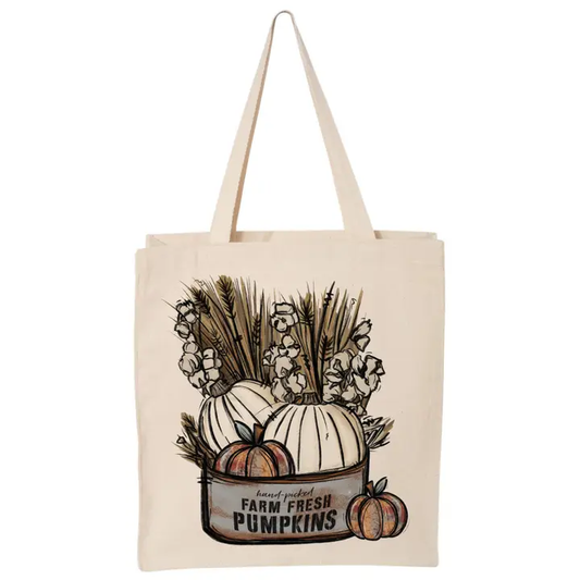 Farm Fresh Pumpkins Canvas Tote Bag – Perfect for Fall Market & Shopping