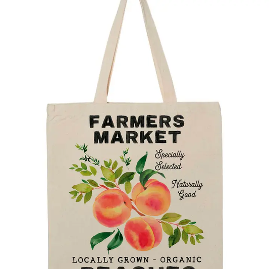 Farmer's Market Peaches Canvas Tote Bag – Perfect for Market & Daily Use