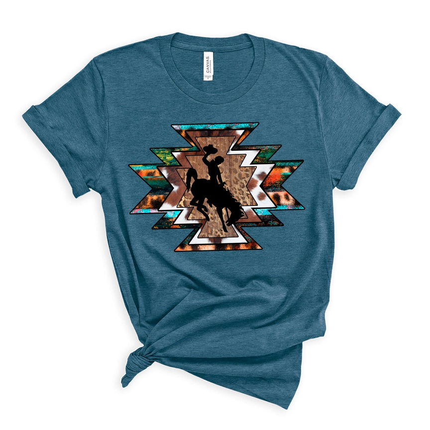 Aztec Style Wyoming Steamboat Graphic T-Shirt – Bold Western Fashion