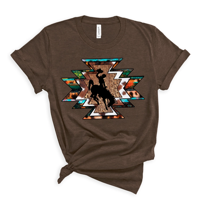 Aztec Style Wyoming Steamboat Graphic T-Shirt – Bold Western Fashion