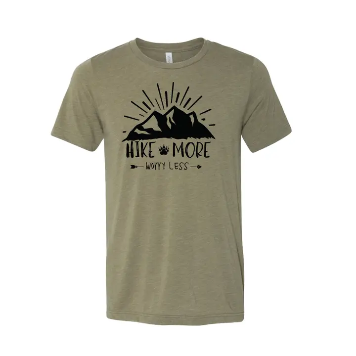 Hike More Worry Less Graphic T-Shirt – Adventure-Inspired Outdoor Tee