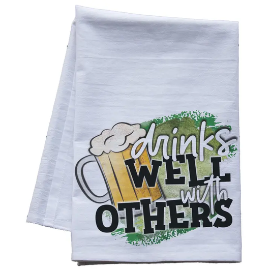 Drinks Well with Others St. Patrick's Day Tea Towel – Fun & Festive Kitchen Decor