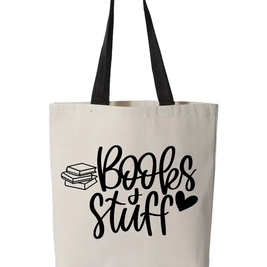 Book and Stuff Tote Bag Easy Washable Multi Purpose Canvas Tote Bag