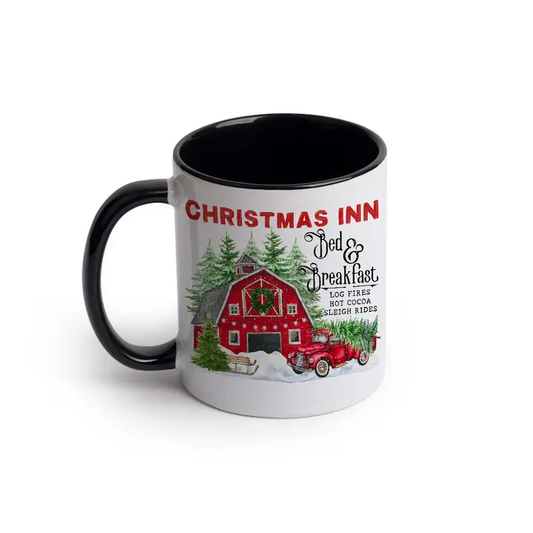 Christmas Inn Ceramic Mug - Festive Holiday Coffee and Tea Cup